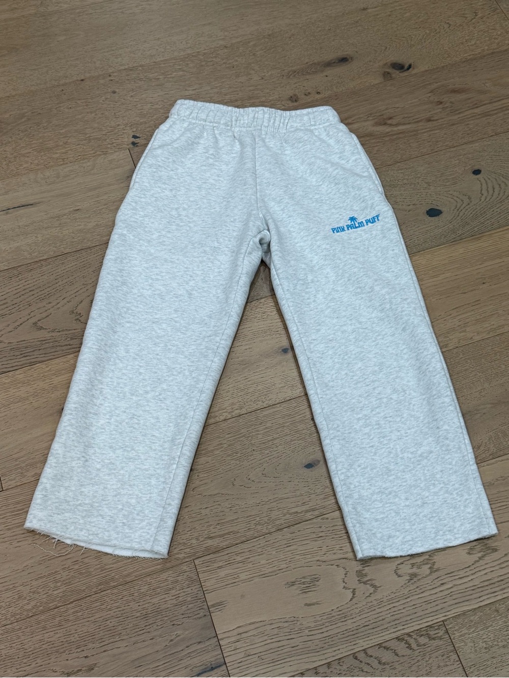 Pink Palm Puff Heather Gray Sweatpants S/XS Altered Wide Leg Never Worn